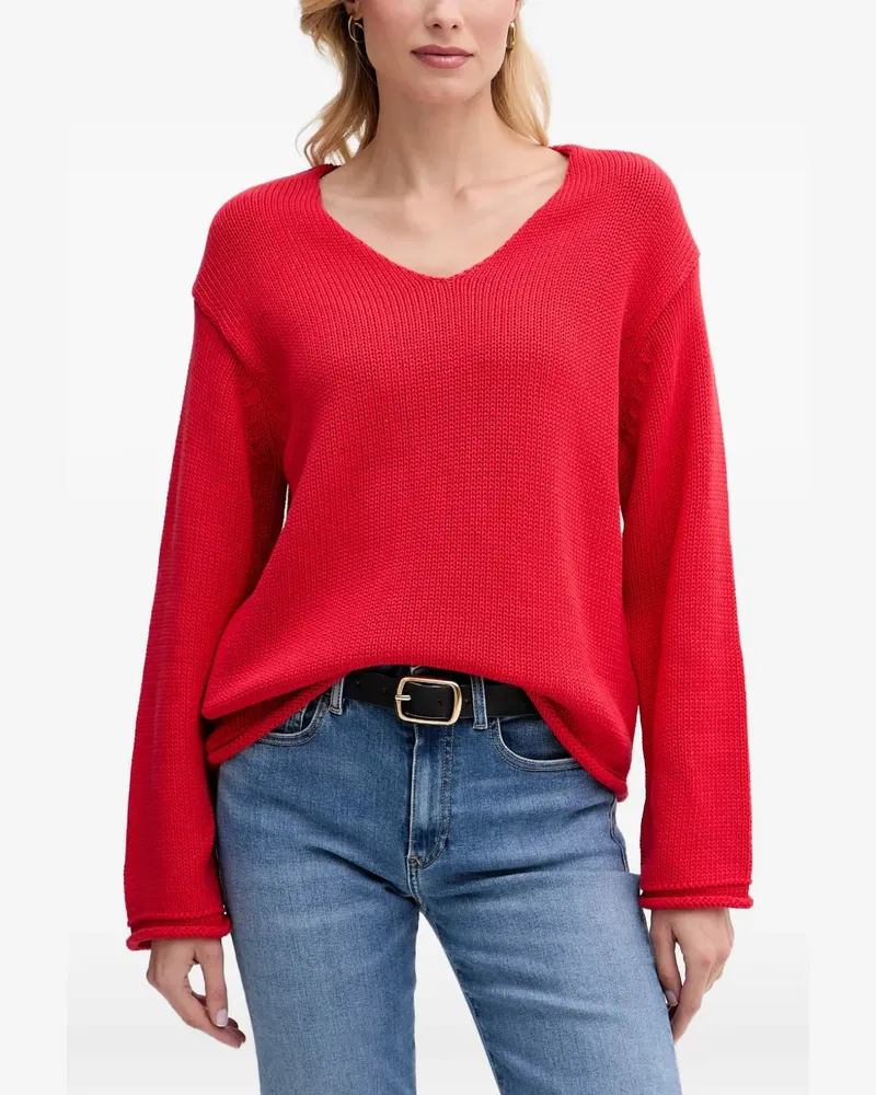 Mos Mosh MMBine V-neck dropped-shoulder sweater - Rot Rot