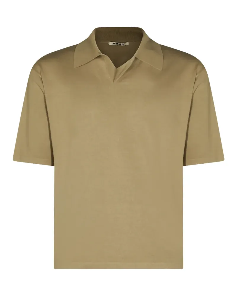 AURALEE short-sleeve polo-collar T-shirt - Nude Nude