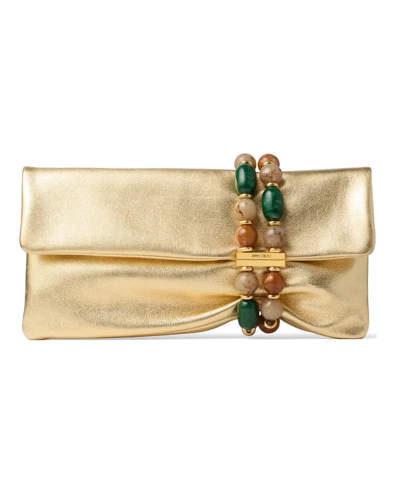 Jimmy Choo Zandra bead-embellished clutch bag - Gold Gold