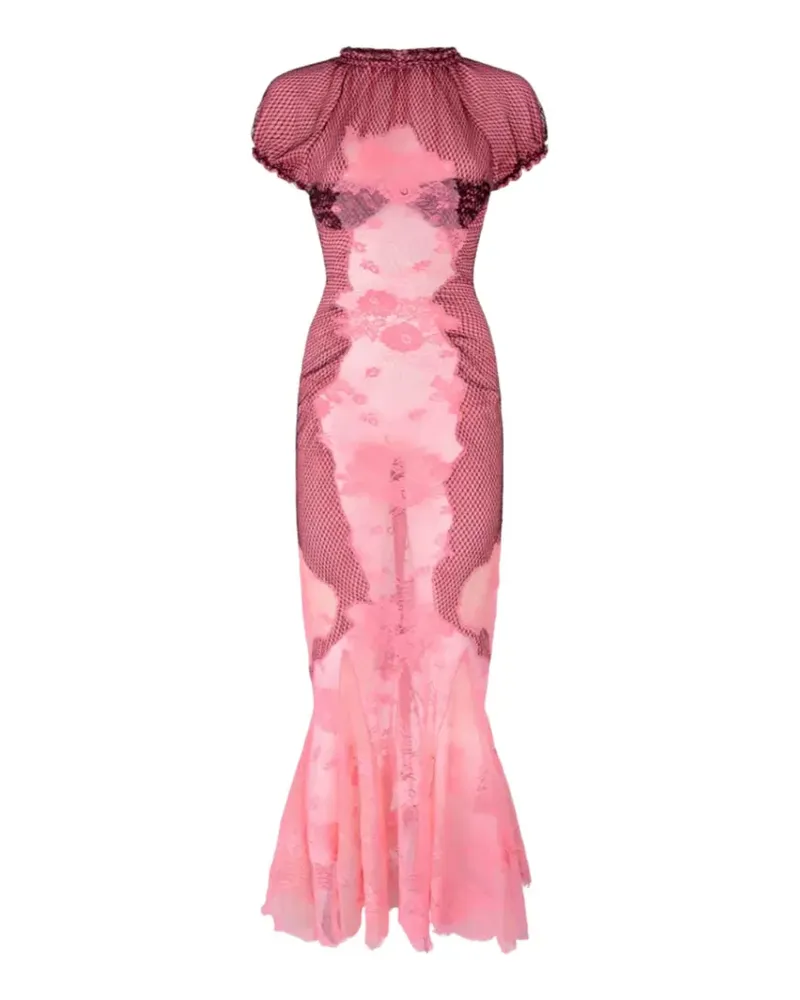 ATTICO Lace geometric-pattern midi cotton dress - Rosa Rosa