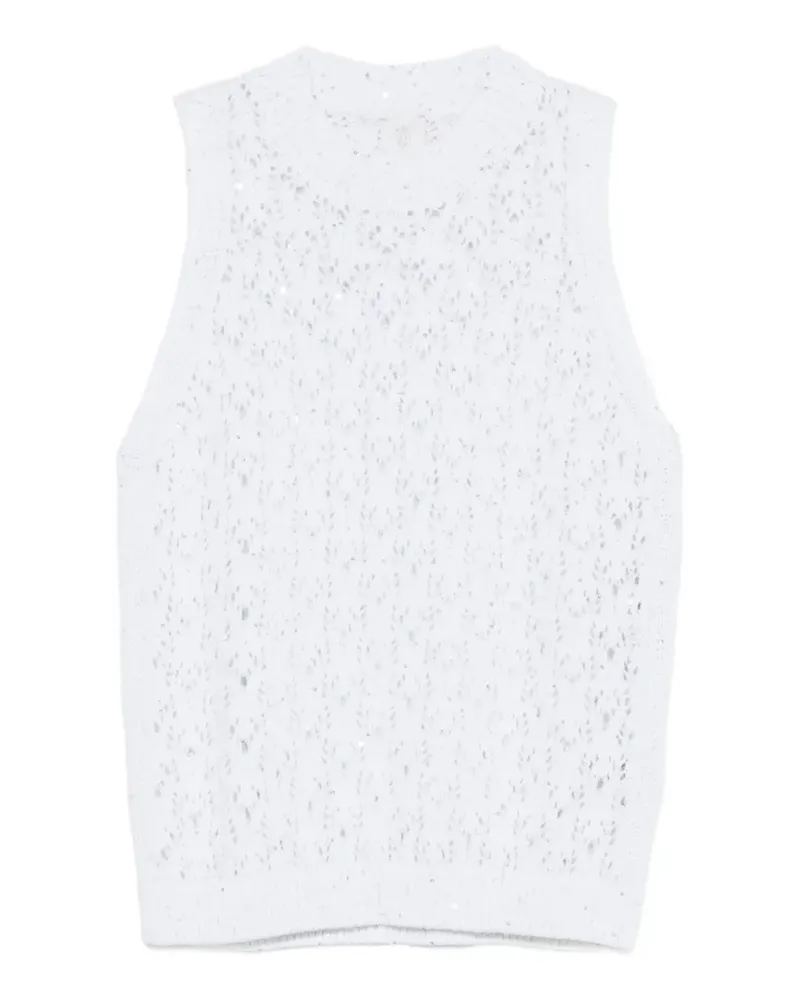 Eleventy Pullover mit Lochstrickmuster - Weiß Weiß