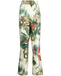 Roberto Cavalli Gerade Seidenhose mit Dschungel-Print 09000