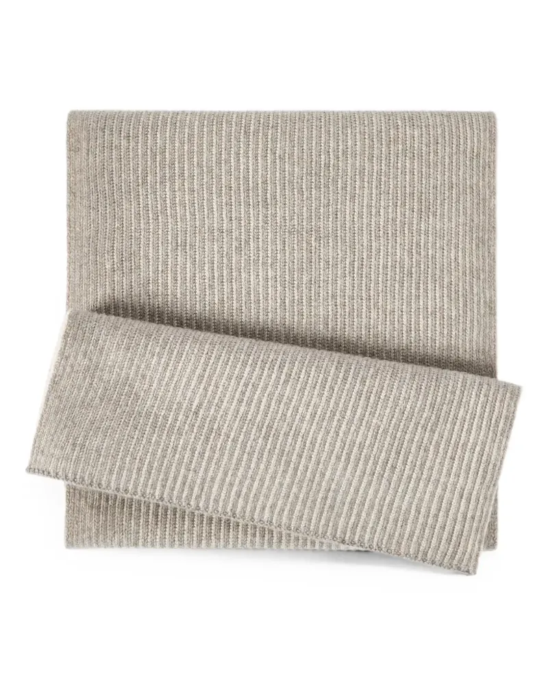 Brunello Cucinelli Cashmere English rib vanisé knit scarf - Grau Grau