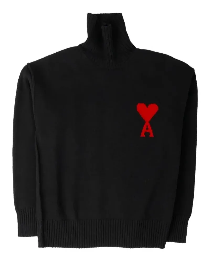 AMI Paris intarsia-knit roll-neck sweater - Schwarz Schwarz