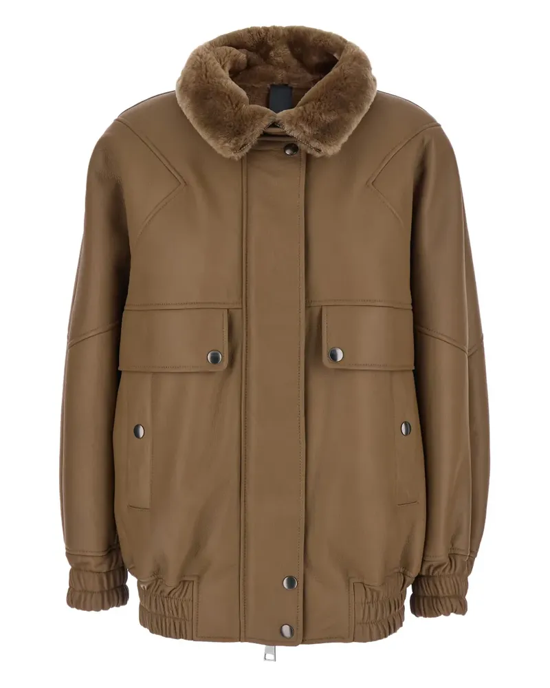 BLANCHA Bomberjacke mit Pelzkragen - Braun Braun