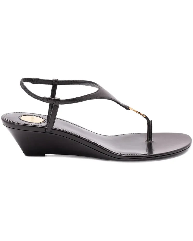 Saint Laurent Sandalen aus Leder - Schwarz Schwarz