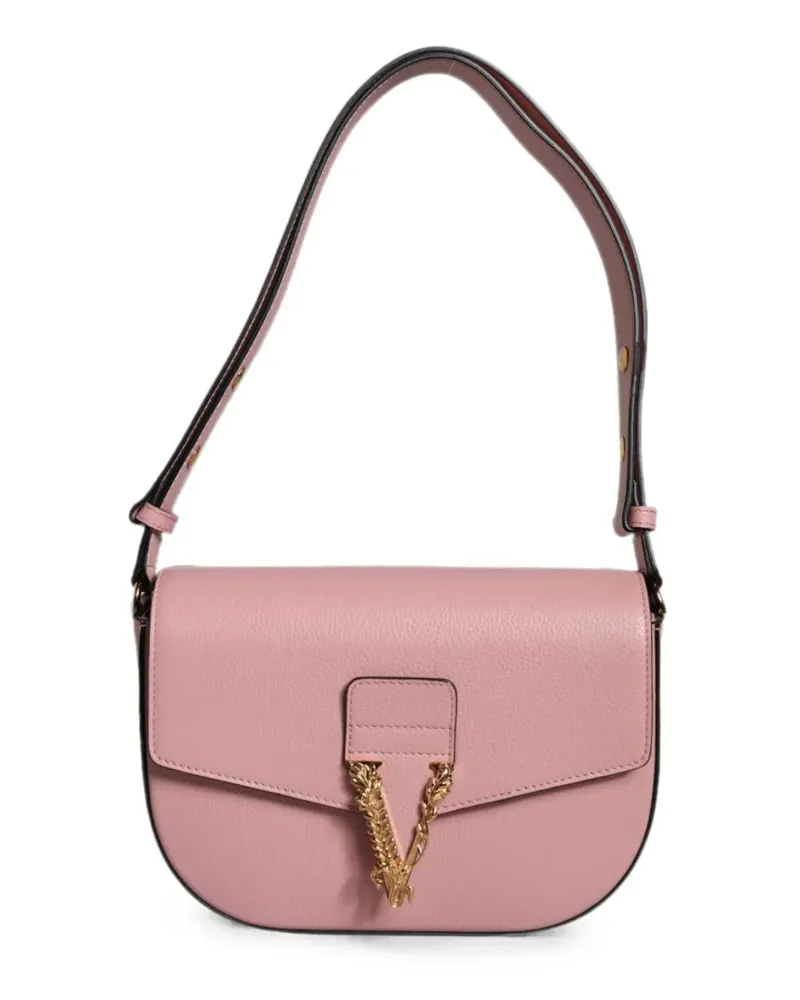 Versace La Greca Schultertasche aus strukturiertem Leder - Rosa Rosa