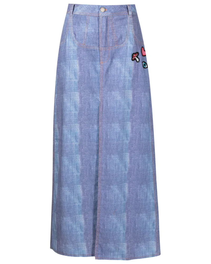 Amir Slama Jeansrock mit Patches - Blau Blau