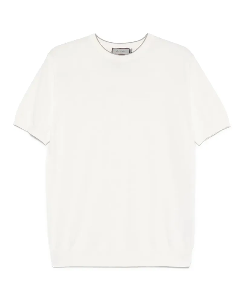 Canali Fein gestricktes T-Shirt - Weiß Weiß