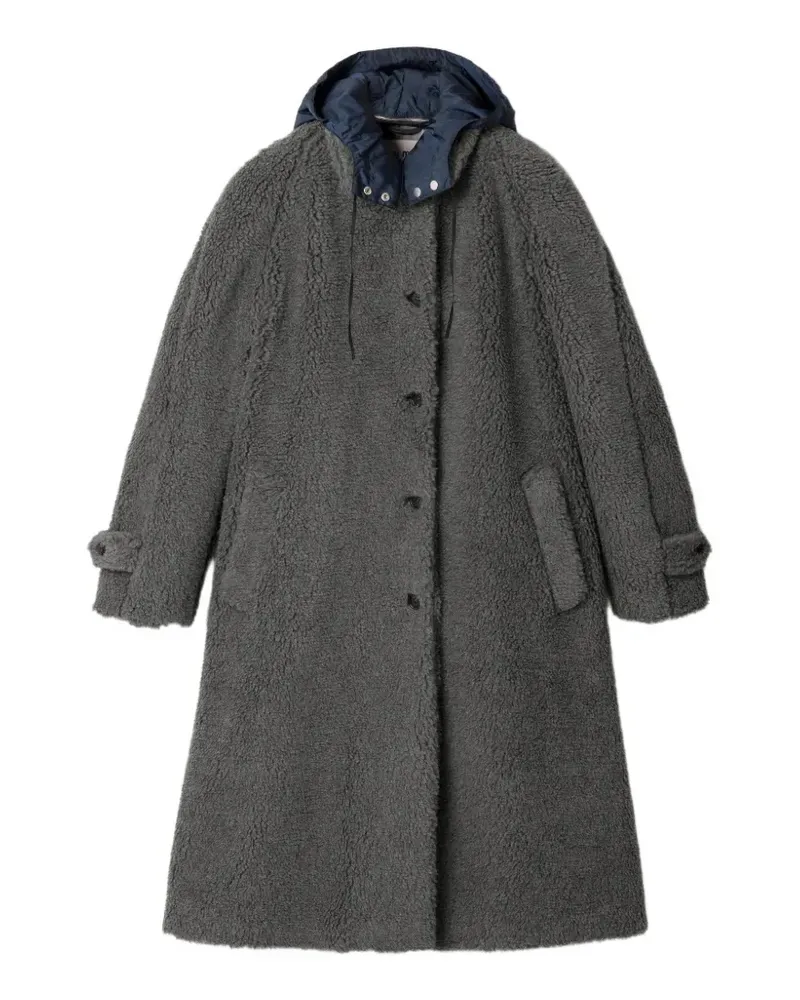 Miu Miu single-breasted fleece coat - Grau Grau