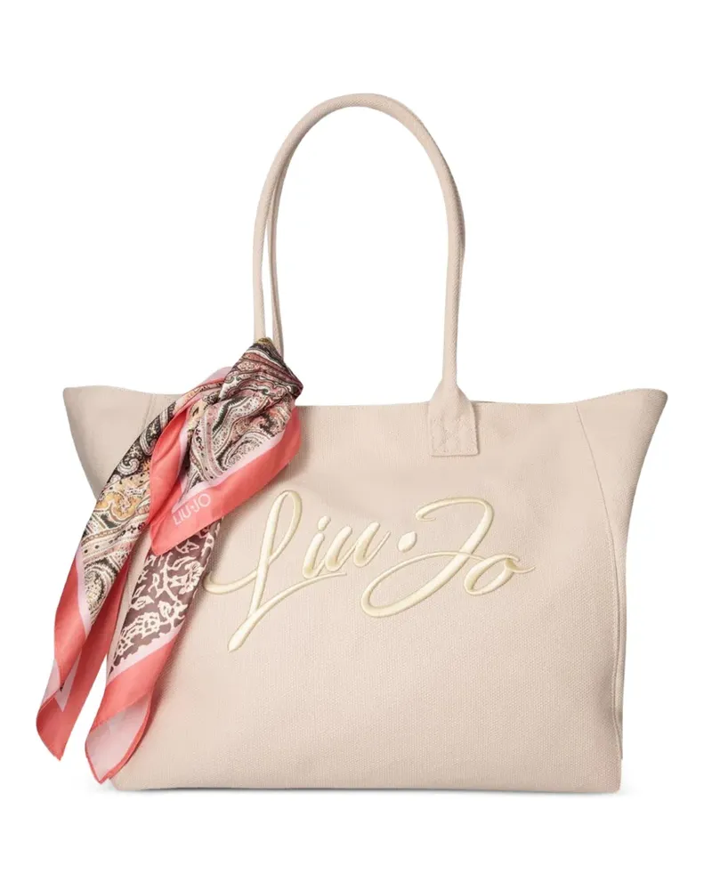 Liu Jo large logo-embroidered scarf-detail tote bag - Rosa Rosa