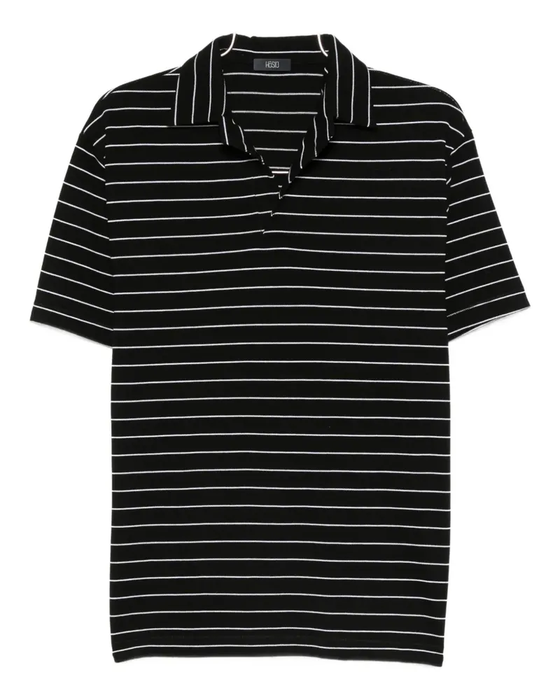 HOSIO Gestreiftes Poloshirt - Schwarz Schwarz