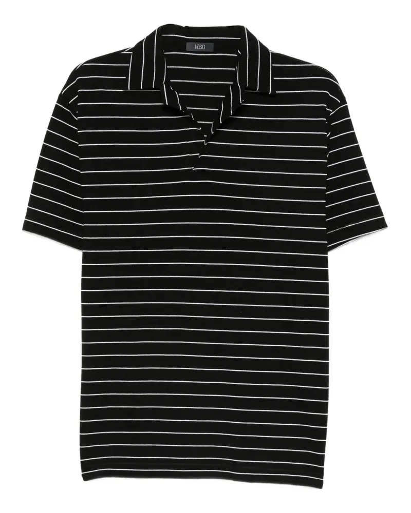 HOSIO Gestreiftes Poloshirt - Schwarz Schwarz