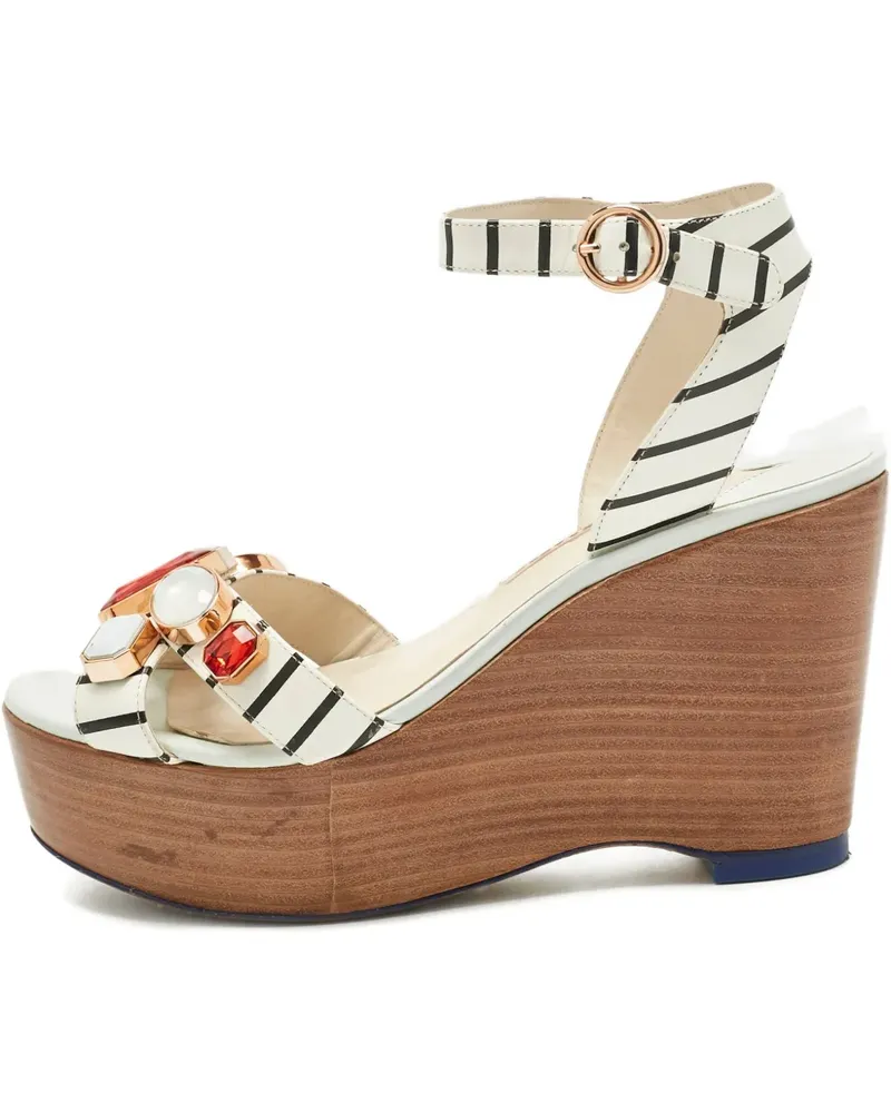 Sophia Webster Suki Gem striped wedge sandals - Weiß Weiß