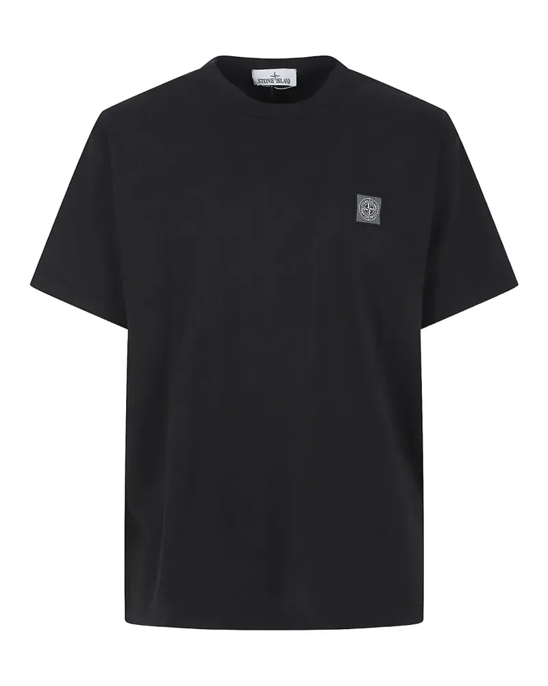 Stone Island Fissato-effect logo-patch T-shirt - Schwarz Schwarz
