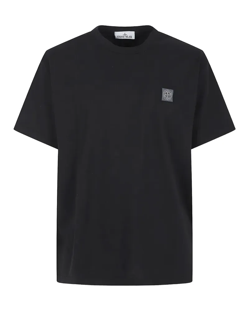 Stone Island Fissato-effect logo-patch T-shirt - Schwarz Schwarz