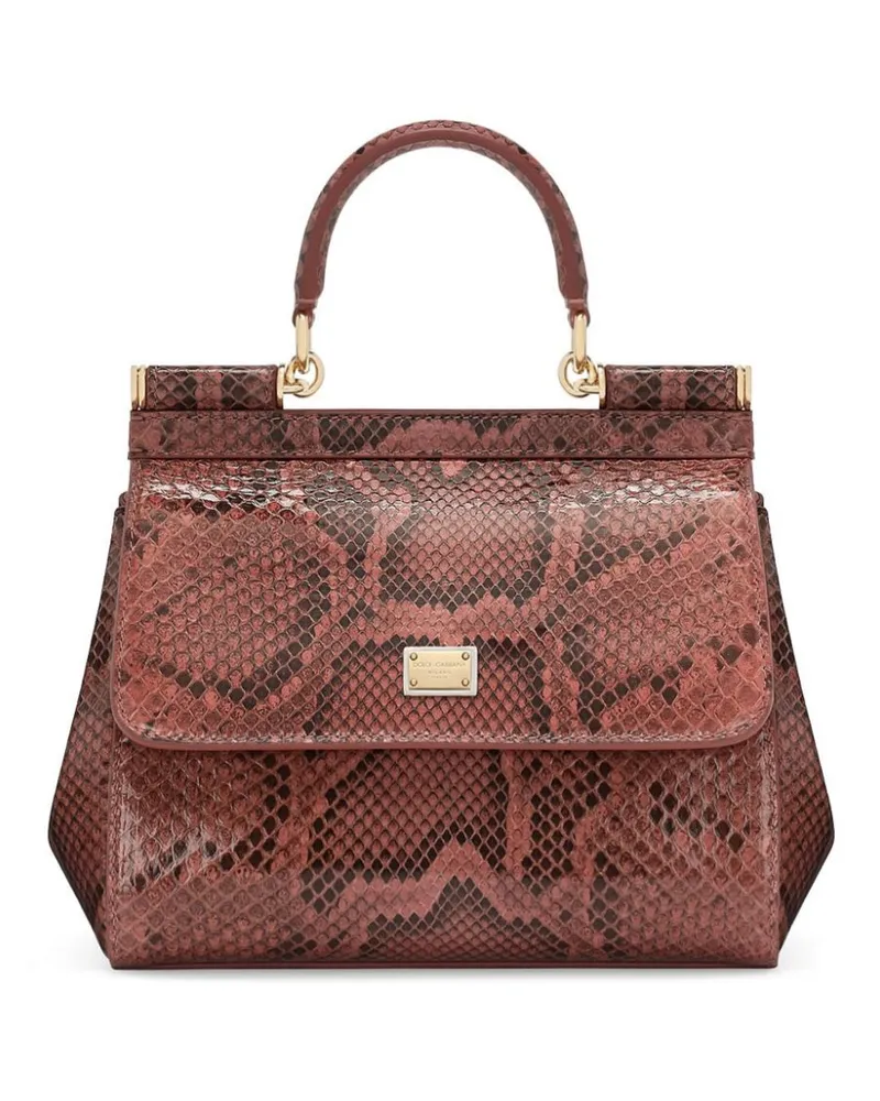 Dolce & Gabbana Sicily Handtasche in Schlangenleder-Optik - Rosa Rosa