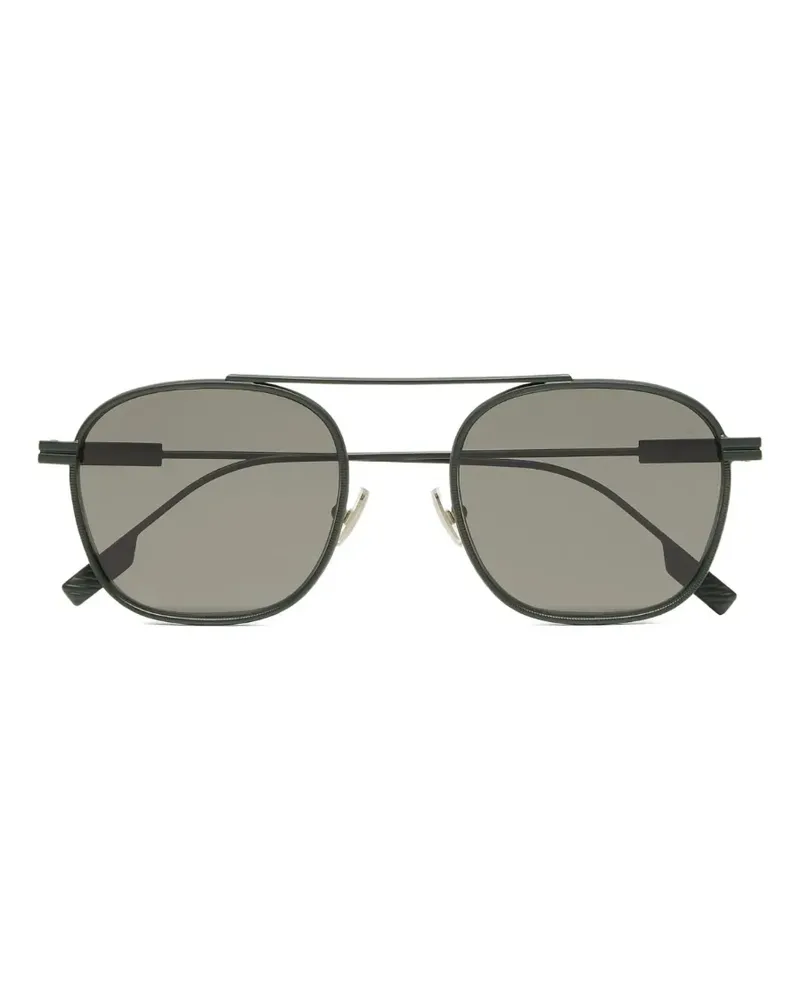 Ermenegildo Zegna Sonnenbrille mit eckigem Gestell - Grün Grün