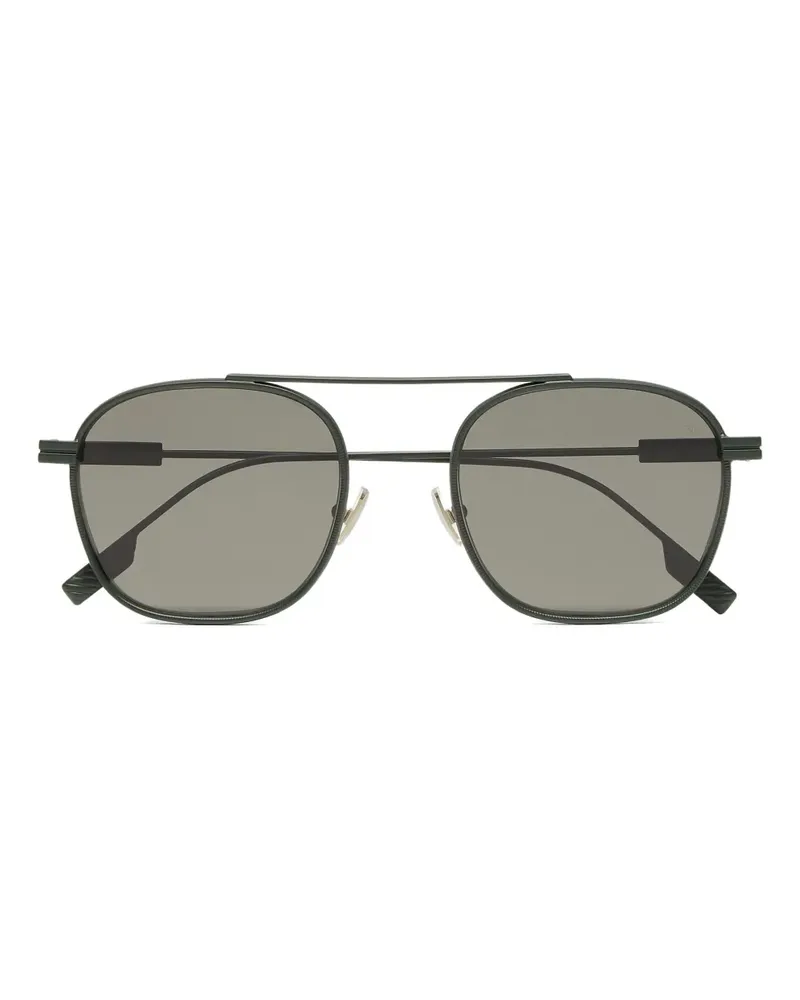Ermenegildo Zegna Sonnenbrille mit eckigem Gestell - Grün Grün
