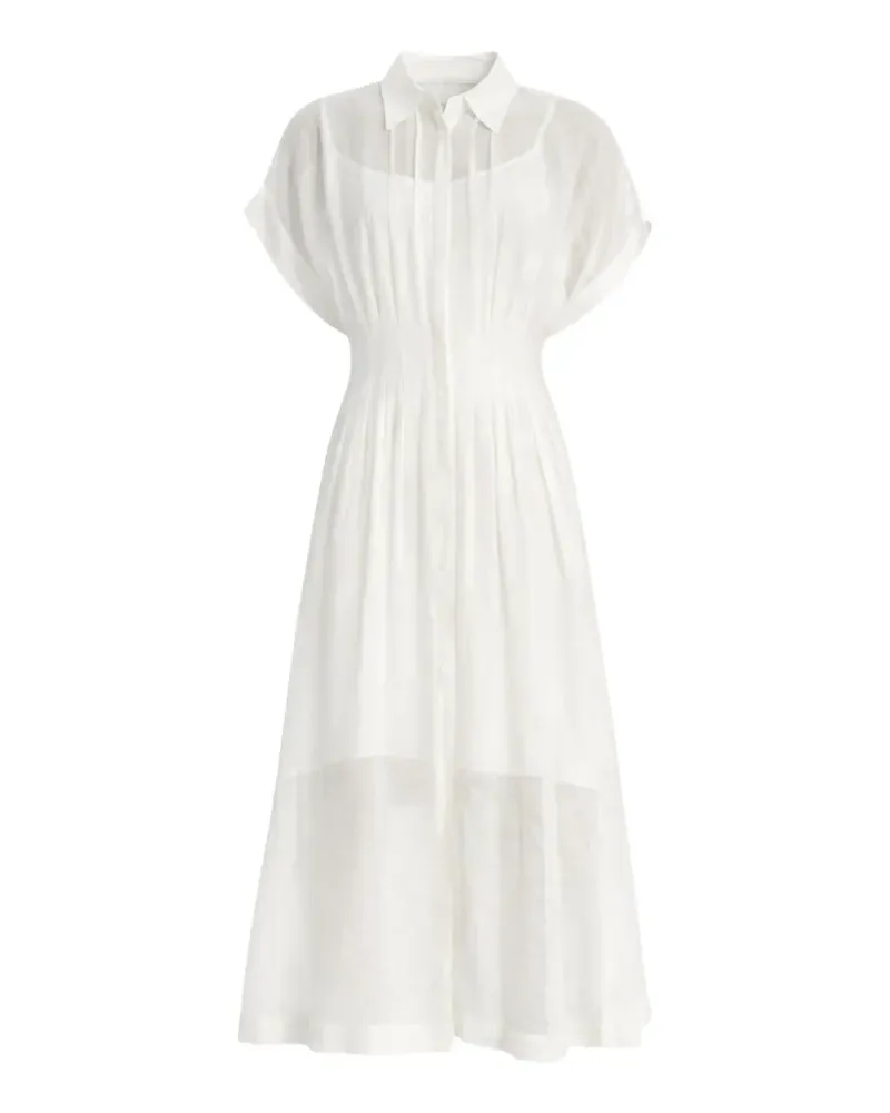HUGO BOSS pleated shirt midi dress - Weiß Weiß