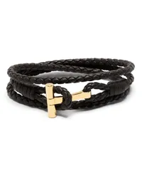 Tom Ford Lederarmband mit T-Schild Braun