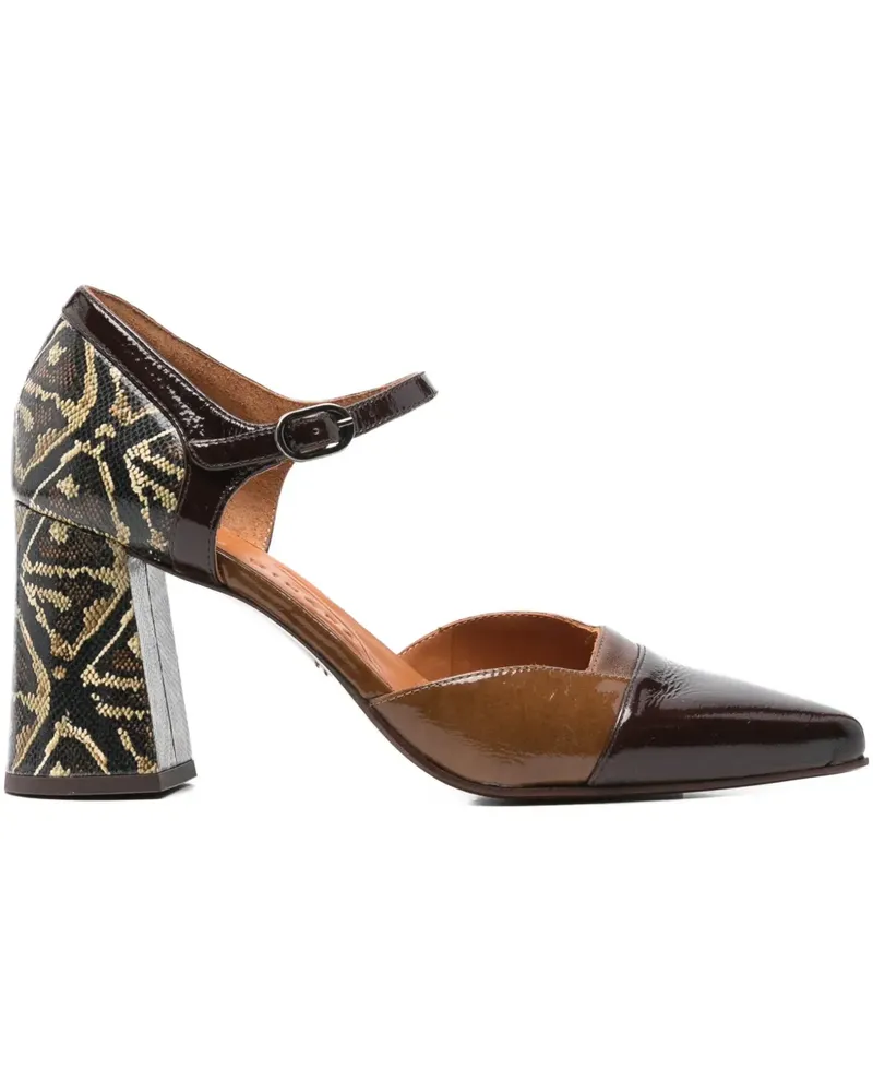 Chie Mihara 75mm patterned block-heel pumps - Braun Braun