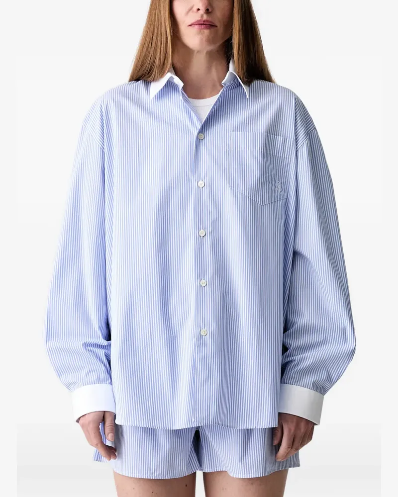 SPORTY & RICH SRC striped embroidered-logo shirt - Blau Blau