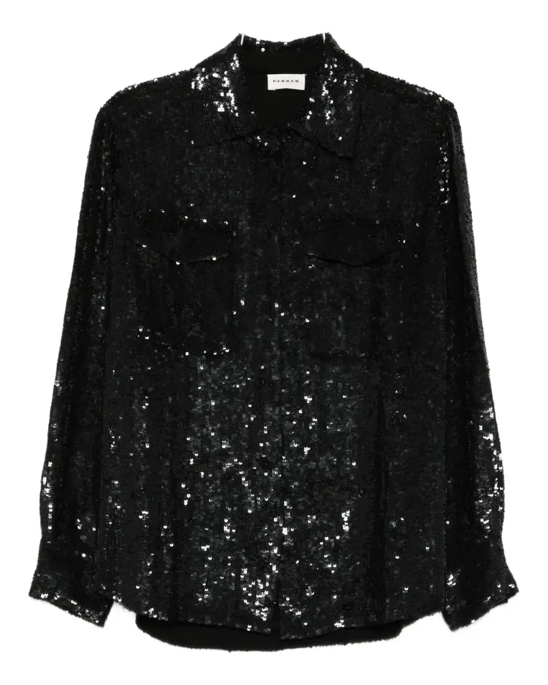 P.A.R.O.S.H. P.A.R.O H. sequinned pocket shirt - Schwarz Schwarz