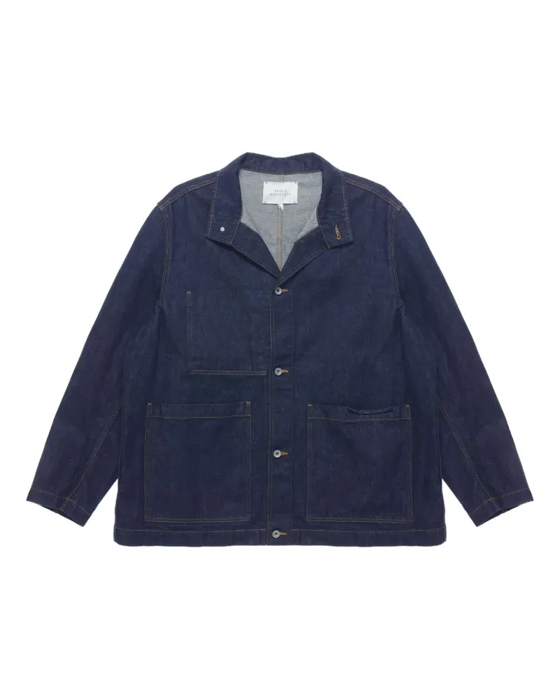 Studio Nicholson Jeansjacke mit Knitteroptik - Blau Blau
