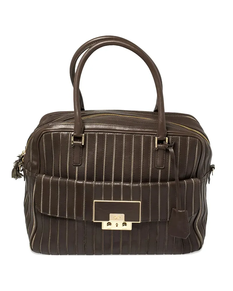 Anya Hindmarch Pre-owned gestreifte Bowlingtasche - Braun Braun