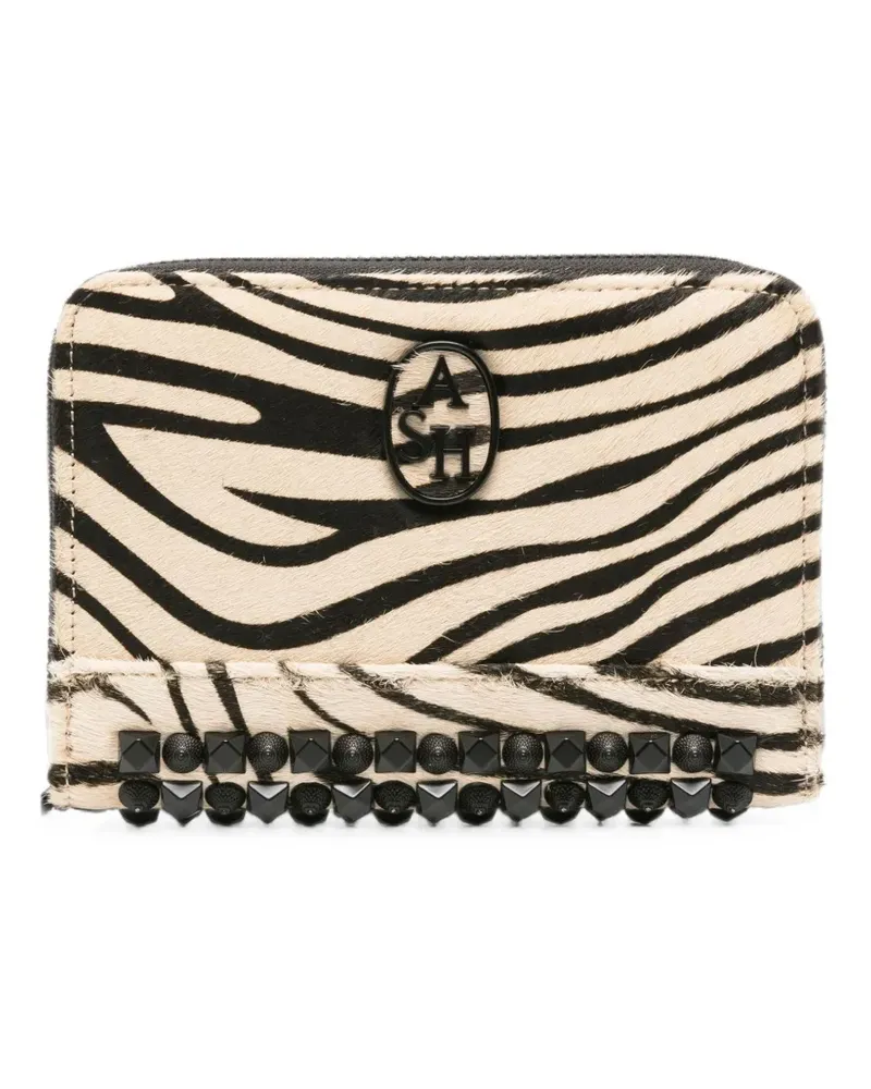 ash zebra-print studded wallet - Nude Nude