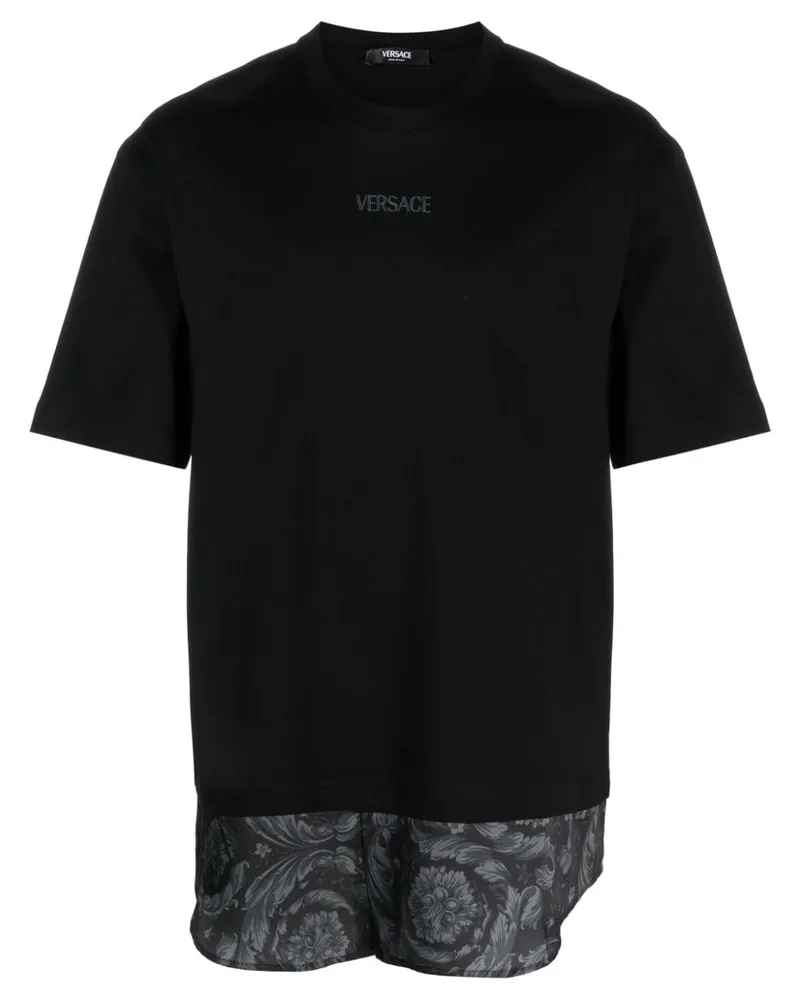 Versace T-Shirt mit Barocco-Print - Schwarz Schwarz