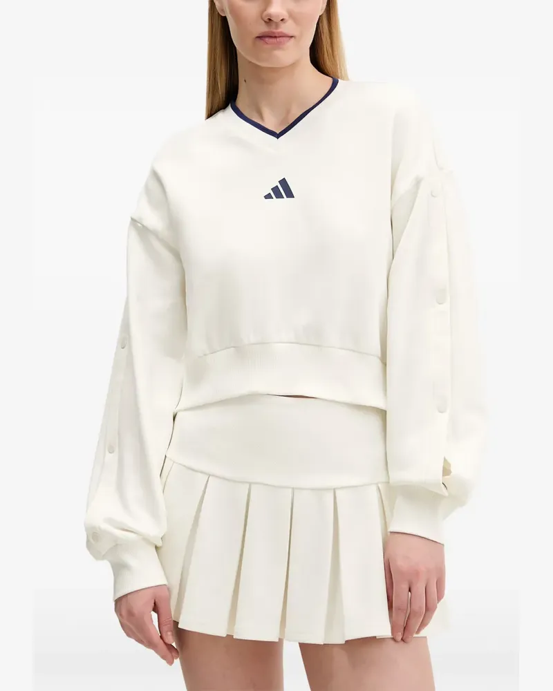 adidas logo-print press-stud sweater - Nude Nude