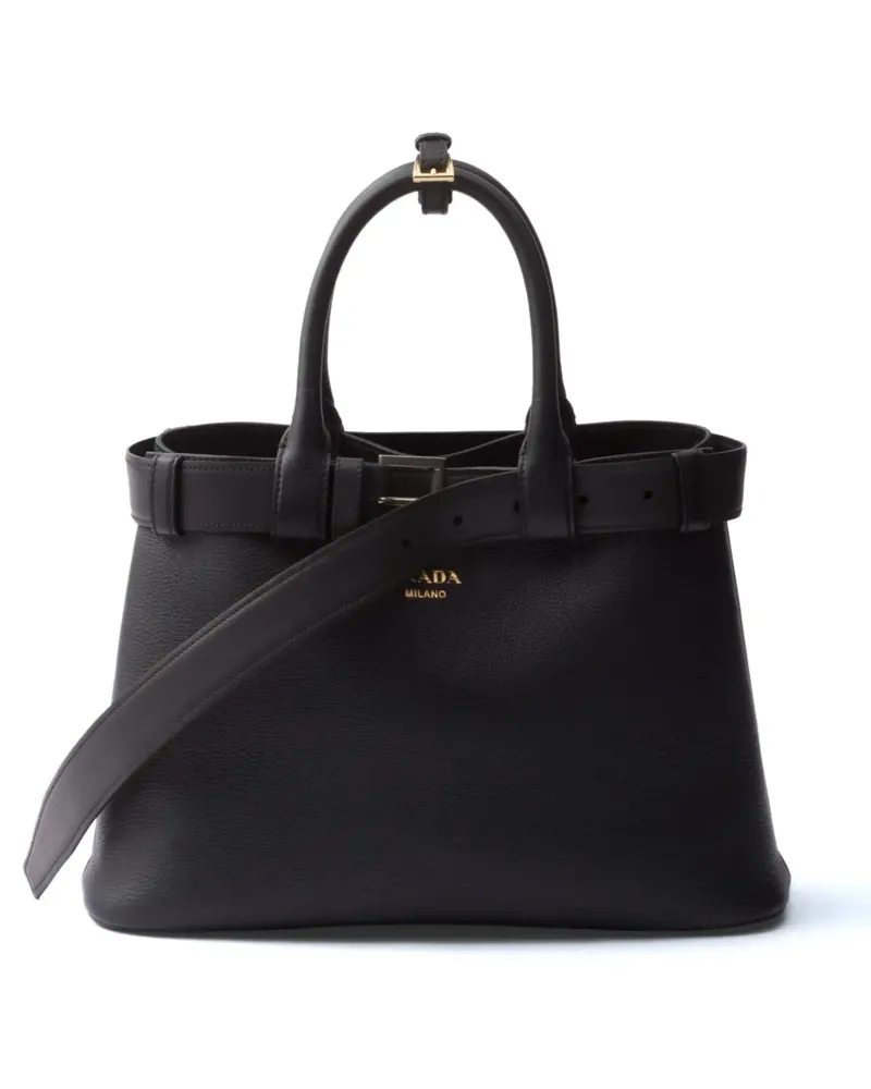 Prada Mittelgroße Buckle Tote Bag - Schwarz Schwarz