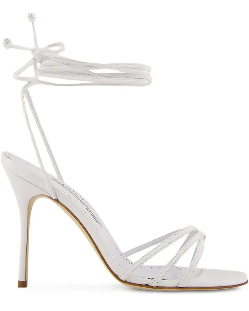 Manolo Blahnik Sandalen mit Knöchelband 105mm - Weiß Weiß