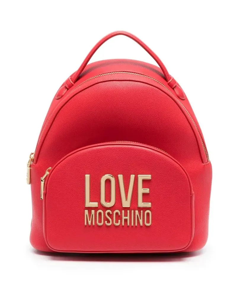 Moschino Rucksack mit Logo-Schild - Rot Rot