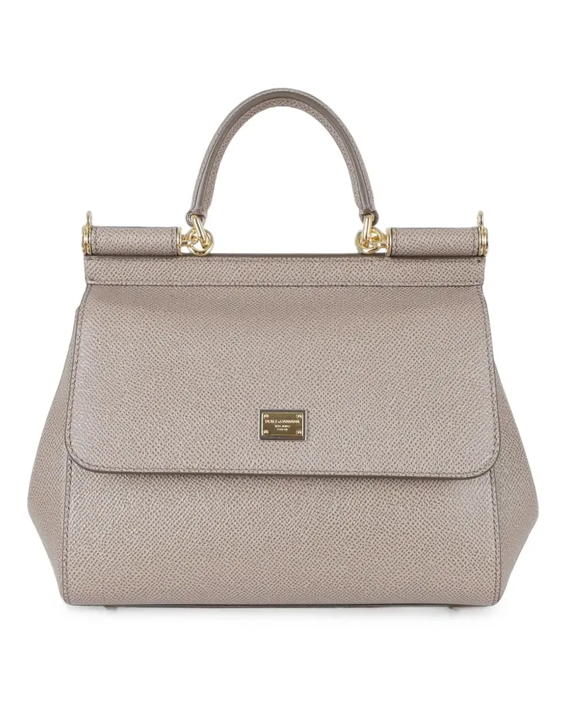 Dolce & Gabbana small Sicily handbag in dauphine calfskin - Grau Grau
