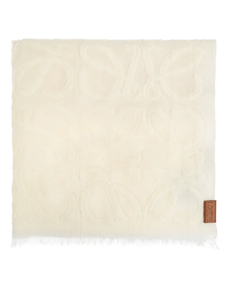 Loewe Schal mit Anagram-Prägung - Weiß Weiß