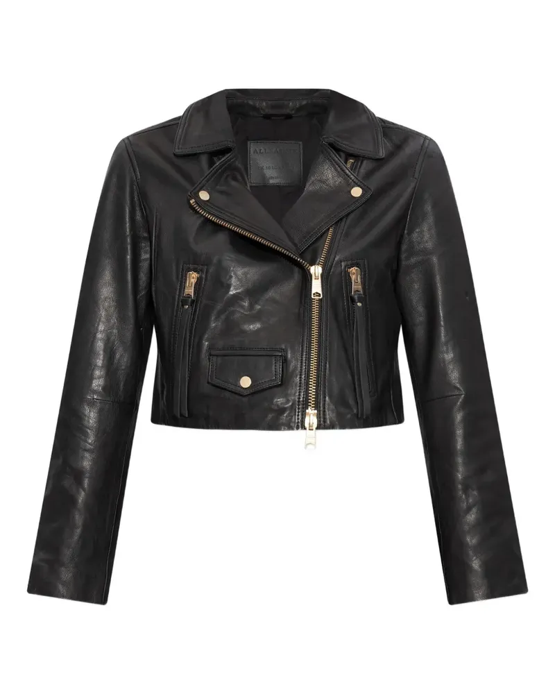 AllSaints Cropped-Jacke aus Leder - Schwarz Schwarz