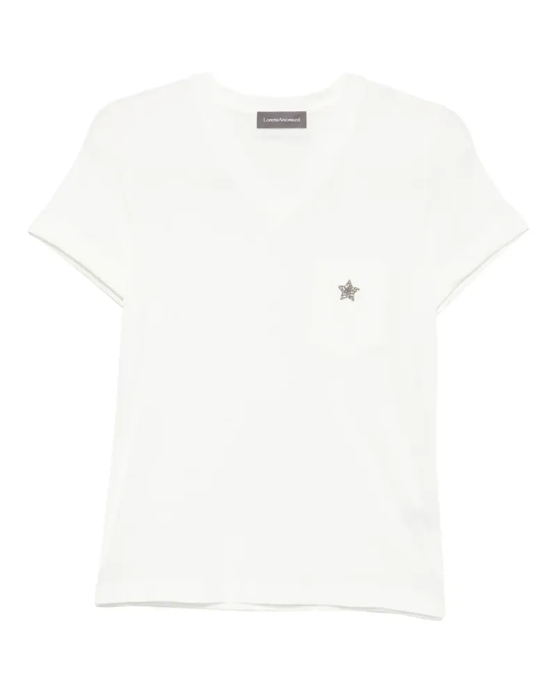 Lorena Antoniazzi Libra T-Shirt mit Sternverzierung - Weiß Weiß