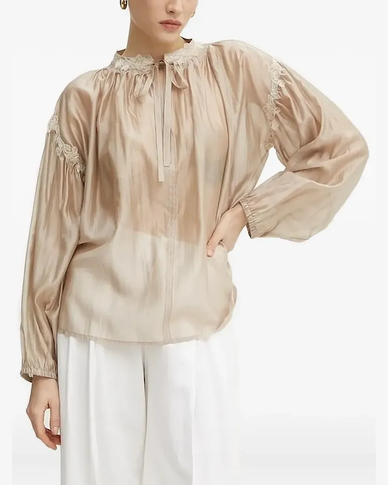 Ermanno Scervino Oberteil mit Schleifenkragen - Nude Nude