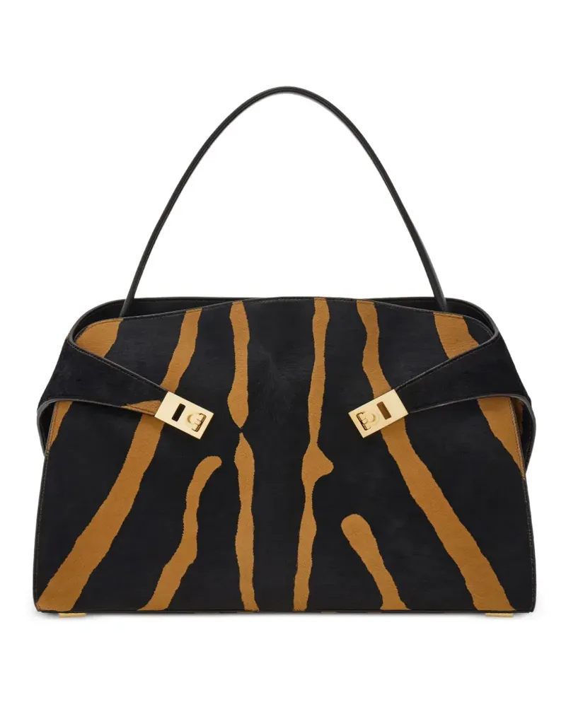 Ferragamo zebra pattern buckle soft hug shoulder bag - Schwarz Schwarz