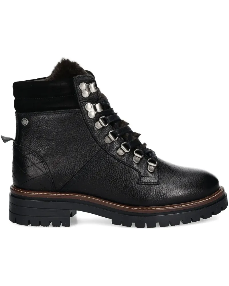 Barbour Schnürstiefel mit Faux Fur - Schwarz Schwarz