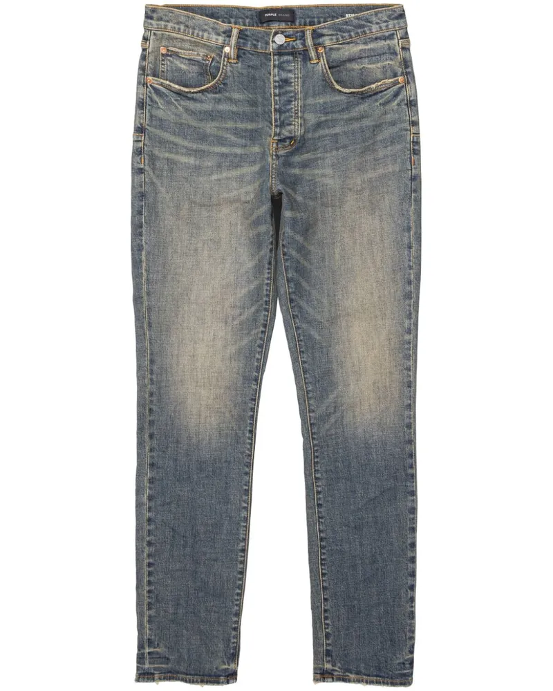 PURPLE BRAND Ausgeblichene Straight-Leg-Jeans - Blau Blau