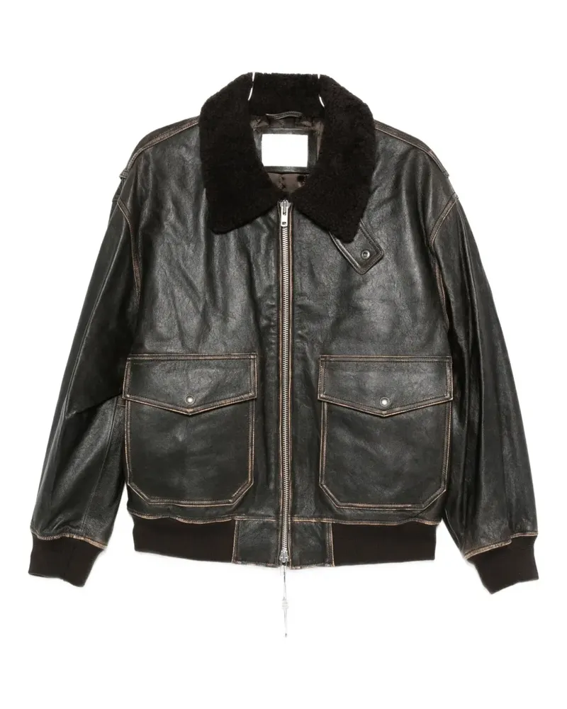 Dunst lambskin leather flap-pocket coat - Braun Braun