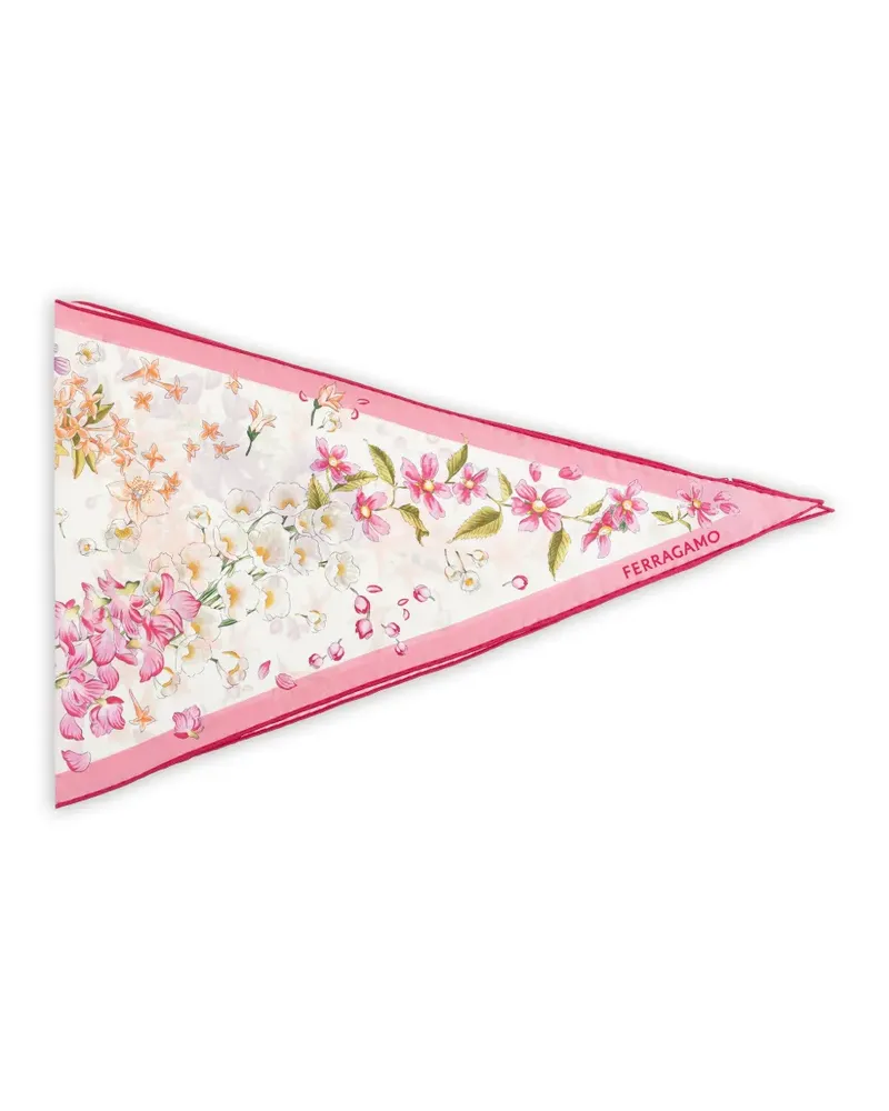 Ferragamo Seidenschal mit Blumenprint - Weiß Weiß