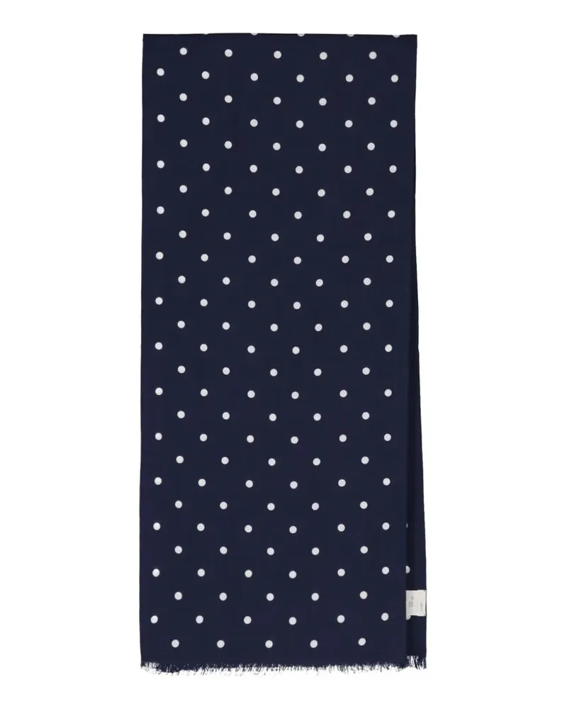 Destin Ausgefranster Schal mit Polka Dots - Blau Blau