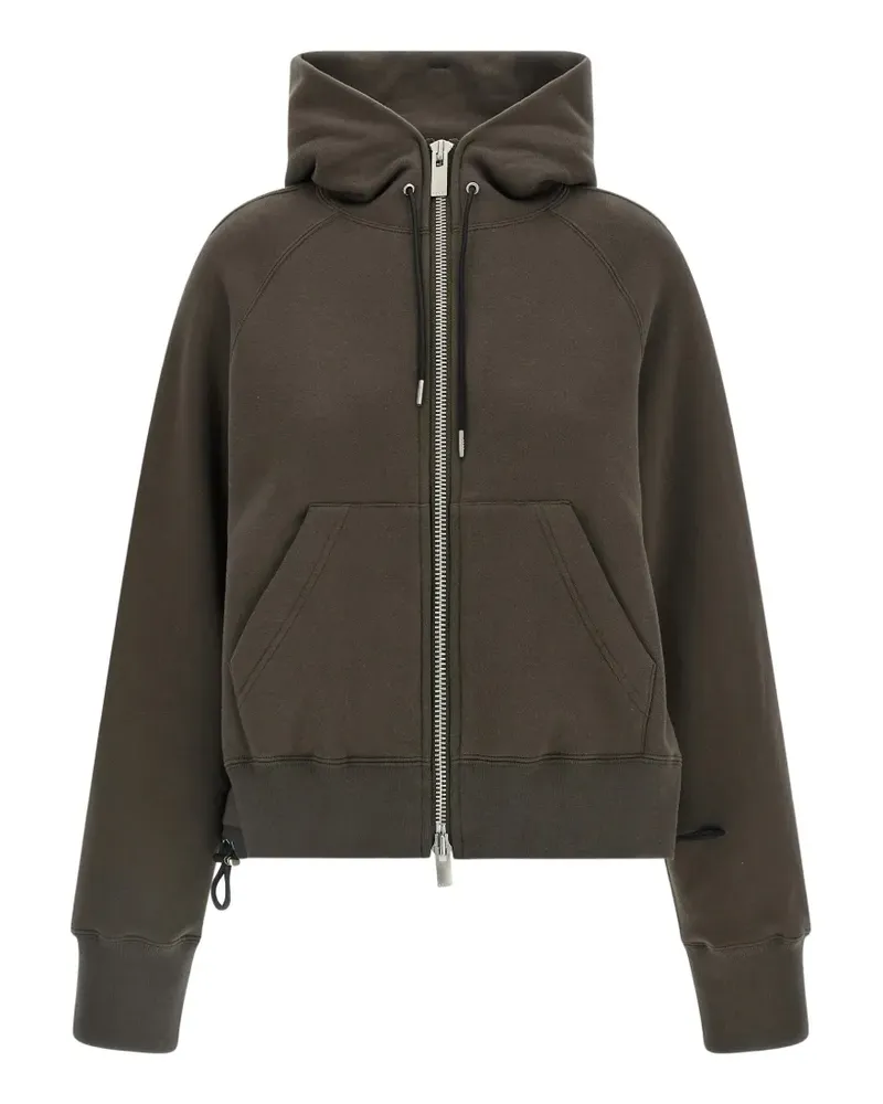 Sacai pleated zip-up hoodie - Braun Braun