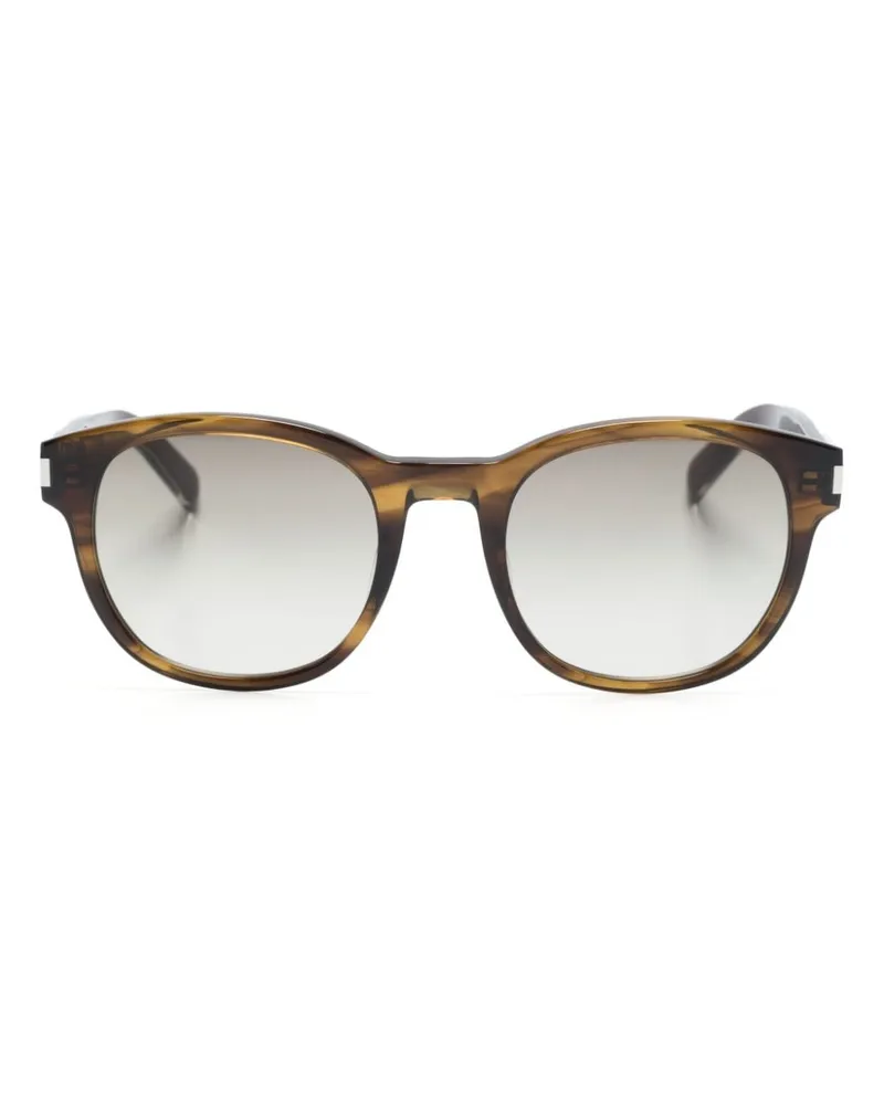 Saint Laurent Runde Sonnenbrille mit Logo-Gravur - Braun Braun