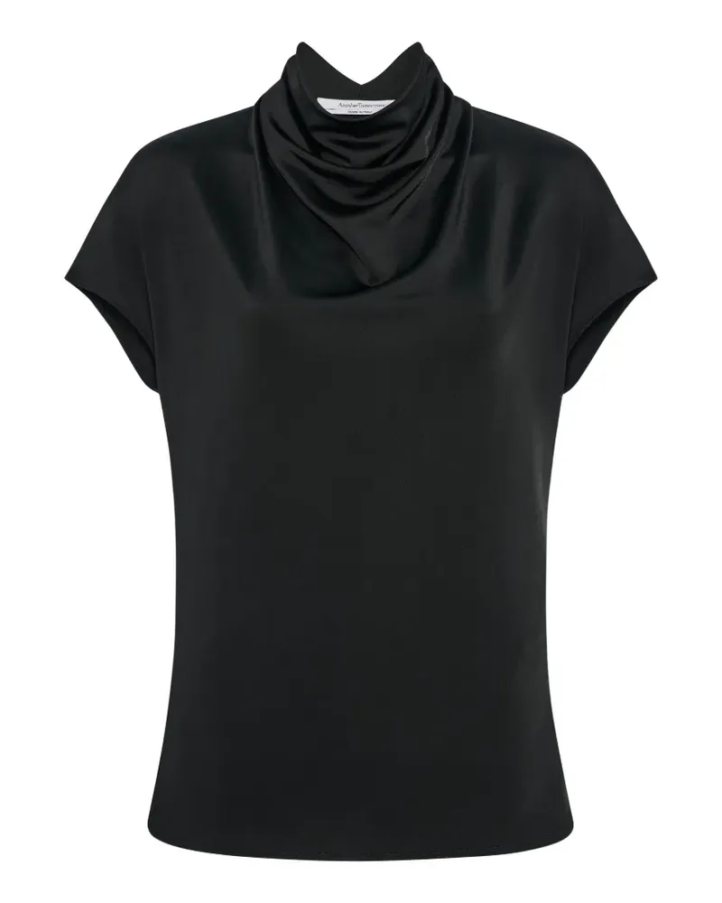 Another Tomorrow cowl-neck short-sleeve top - Schwarz Schwarz